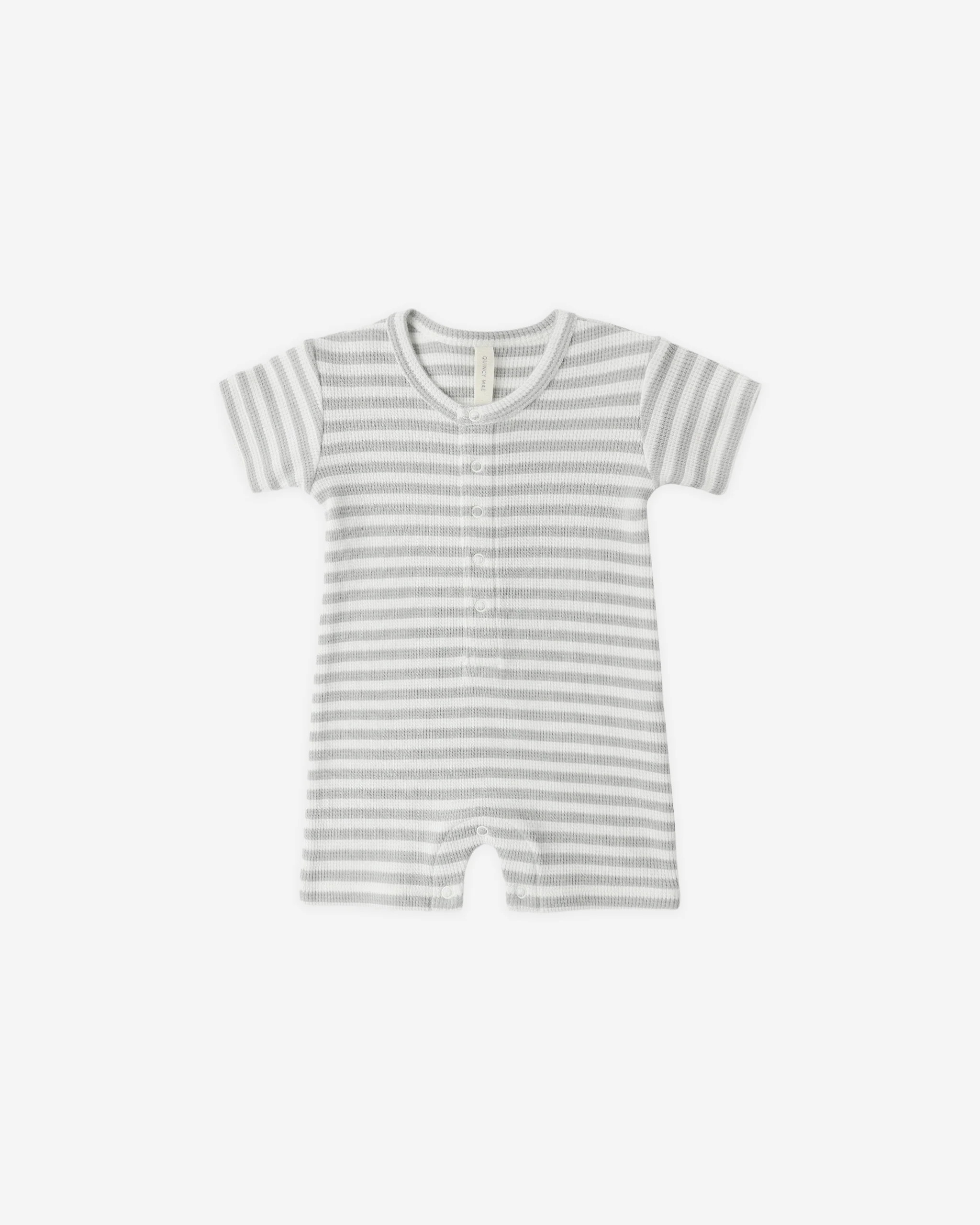 Waffle Snap Romper Sage Stripe | Rylee + Cru