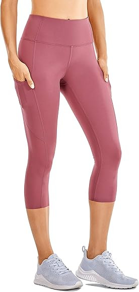 CRZ YOGA Women's Naked Feeling High Waist Gym Workout Capris Leggings with Pockets - 19 Inches | Amazon (US)