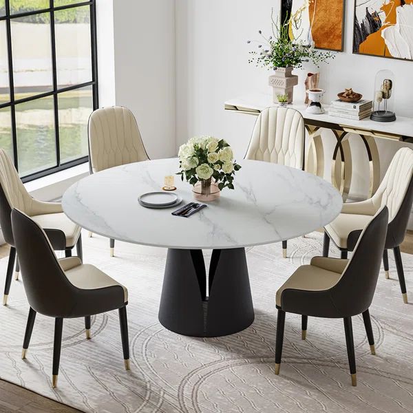 Teferi Modern Round White Dining Table | Wayfair North America