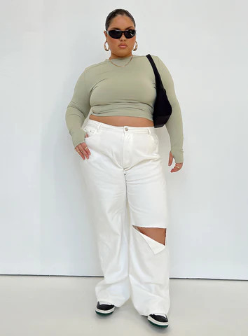 Sevina Wide Leg Denim Jeans White Curve | Princess Polly US