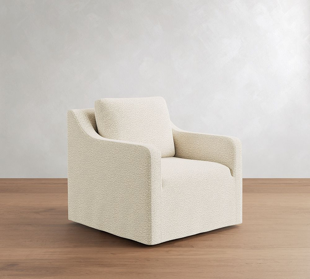Maxine Slipcovered Swivel Chair | Pottery Barn (US)