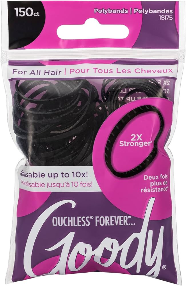 Goody Ouchless Womens Polyband Elastic Hair Tie - 150 Count, Black - Fine Hair - Hair Accessories... | Amazon (US)