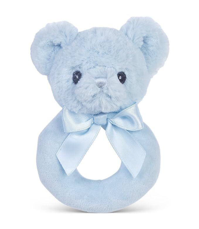 Amazon.com : Bearington Baby Huggie Plush Stuffed Animal Blue Teddy Bear Soft Ring Rattle, 5.5" :... | Amazon (US)