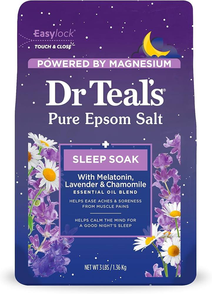 Dr Teal's Pure Epsom Salt Soak, Sleep Blend with Melatonin, Lavender & Chamomile Essential Oils, ... | Amazon (US)