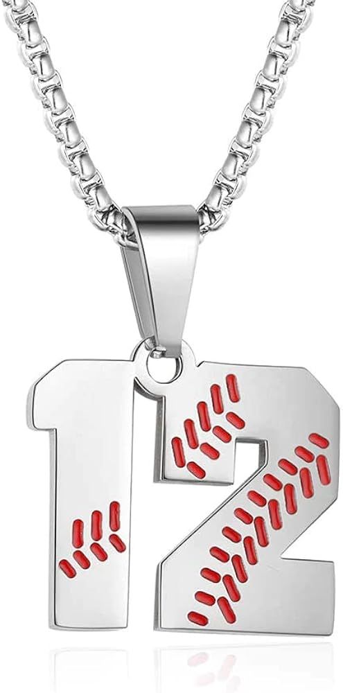 TLIWWF Inspiration Baseball Jersey Number Necklace Stainless Steel Charms Number Pendant for Boys Me | Amazon (US)