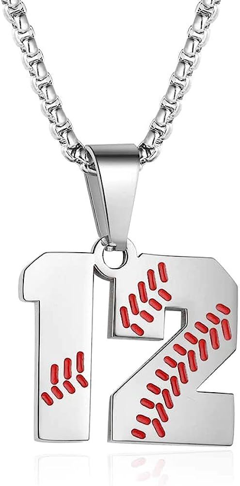 TLIWWF Inspiration Baseball Jersey Number Necklace Stainless Steel Charms Number Pendant for Boys Me | Amazon (US)