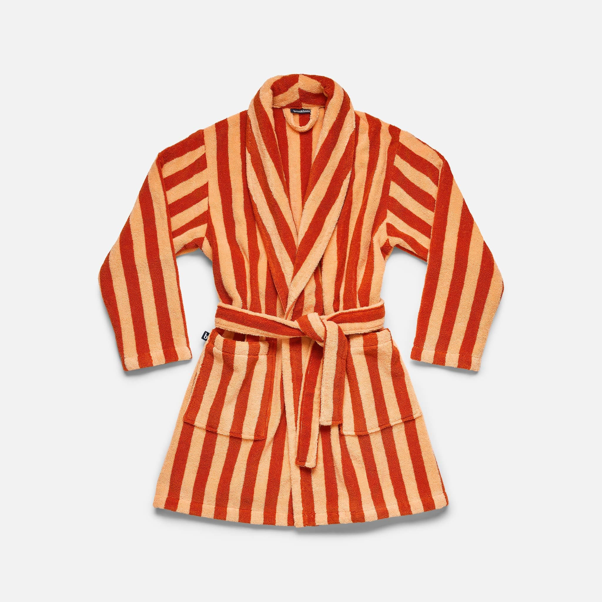 Brooklinen Super-Plush Shorty Robe size Large in Striped Dreamsicle | Brooklinen