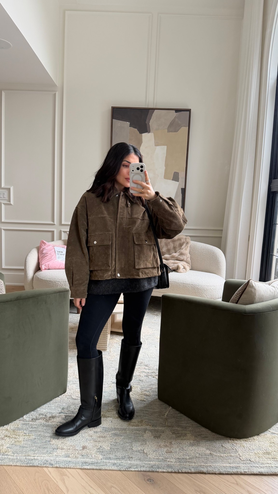 What I wore to take my son to hockey practice today ! 
Jacket / size small 
Boots/ true to size 
Sweater /size XS 

#LTKfall