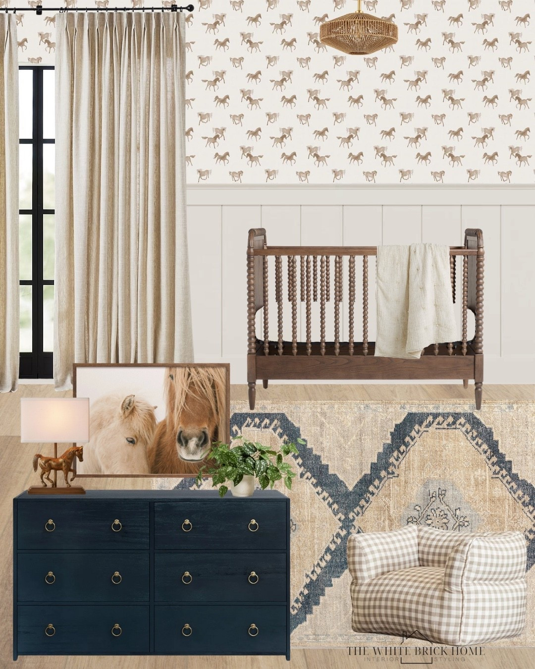 This horse wallpaper is too cute for words! I love it paired with a navy accent, like this dresser from Wayfair. It could easily transform into a big kid room once your little one is ready, too! 

🖤🖤

Nursery, nursery decor, nursery design, nursery ideas, nursery design, horse wallpaper, McGee horse wallpaper, horse wall art, girls room, baby girl, baby girl nursery, curtains, nursery crib, nursery dresser, nursery lighting, nursery wall art, toddler bedroom, toddler girl bedroom, baby girl, baby girl room, kids room, McGee and co, pottery barn, Etsy, Wayfair 


#LTKBump #LTKFamily #LTKHome