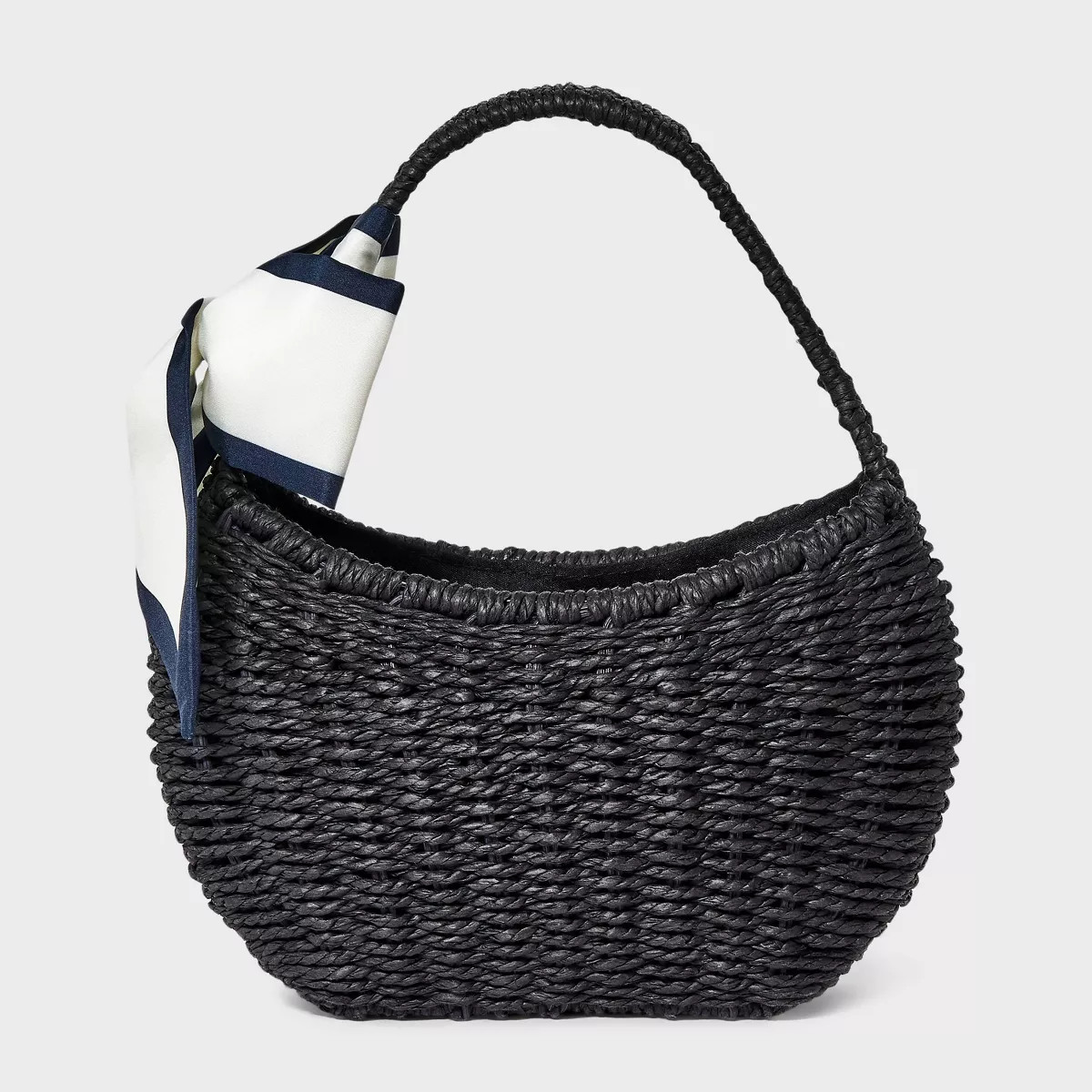 Straw Mini Bag with Bow - A New Day™ Black: Woven Paper Straw, Structured Shoulder Handbag, Sin... | Target