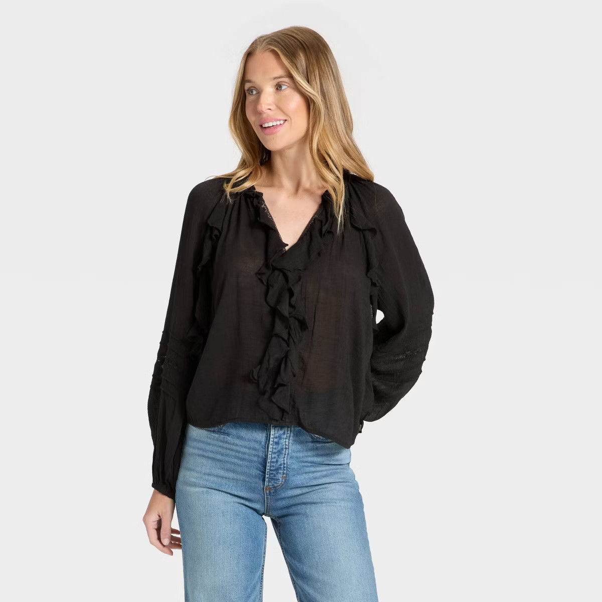 Women's Balloon Long Sleeve V-Neck Blouse - Universal Thread™ | Target