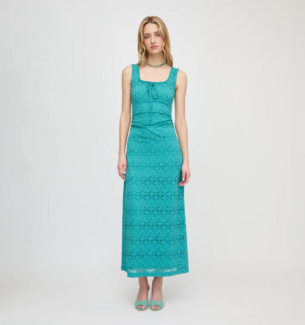 The Coraline Dress - Teal Stretch Lace | Hill House Home US