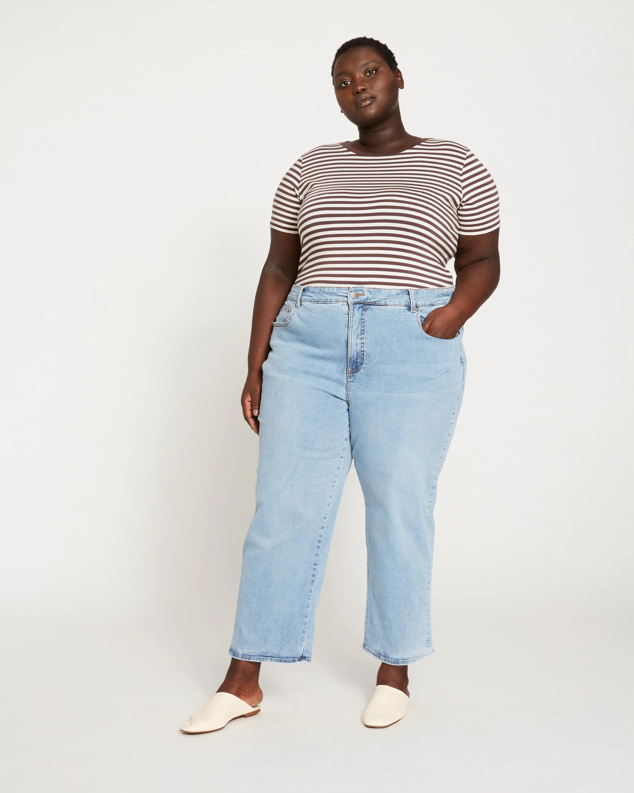 Etta High Rise Straight Leg Jeans 28 Inch - Distressed Light Blue | Universal Standard