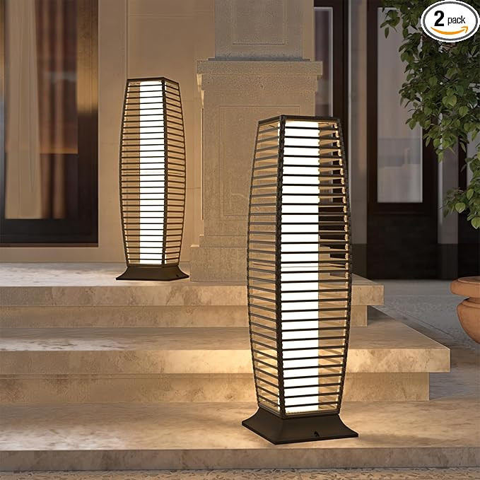 Grand patio 2-Piece Outdoor Floor Lamp Solar Powered Lantern Waterproof Wicker Boho Deck Lights f... | Amazon (US)