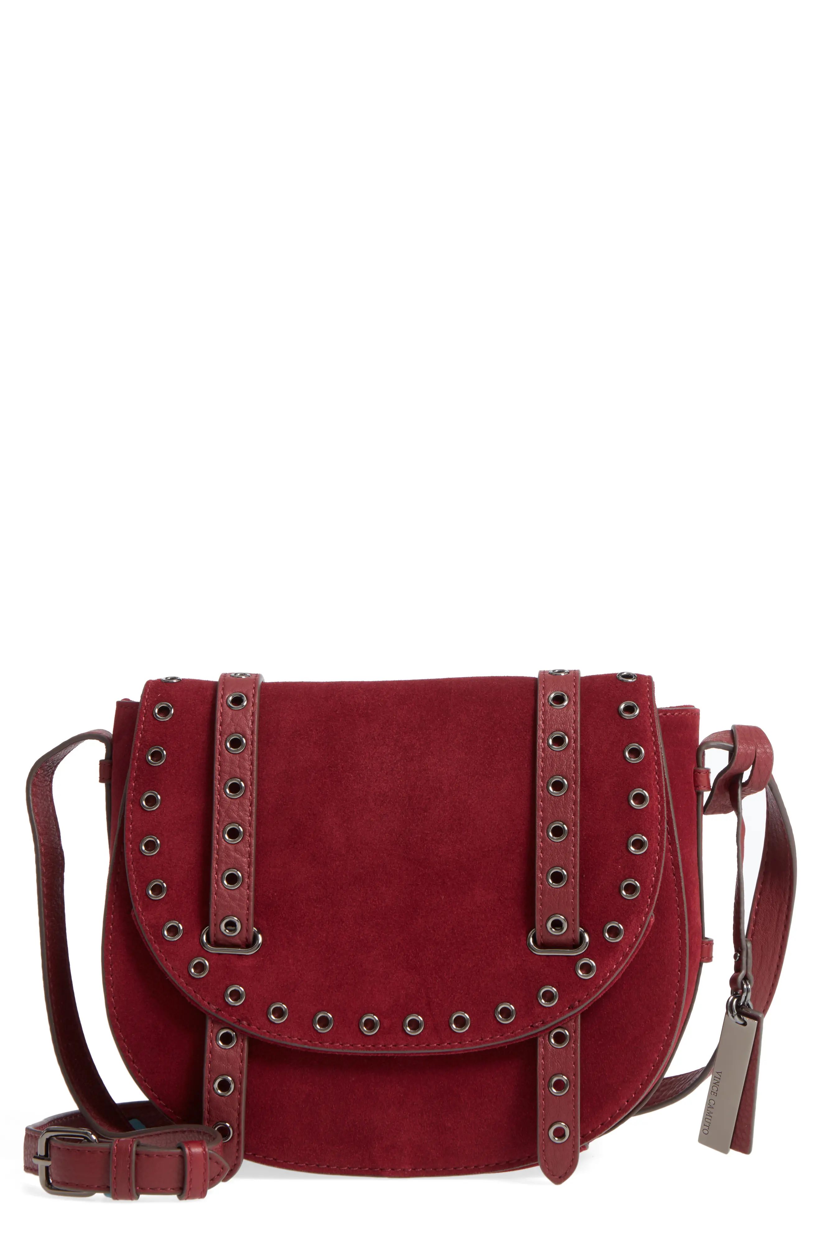 Areli Suede & Leather Crossbody Saddle Bag | Nordstrom