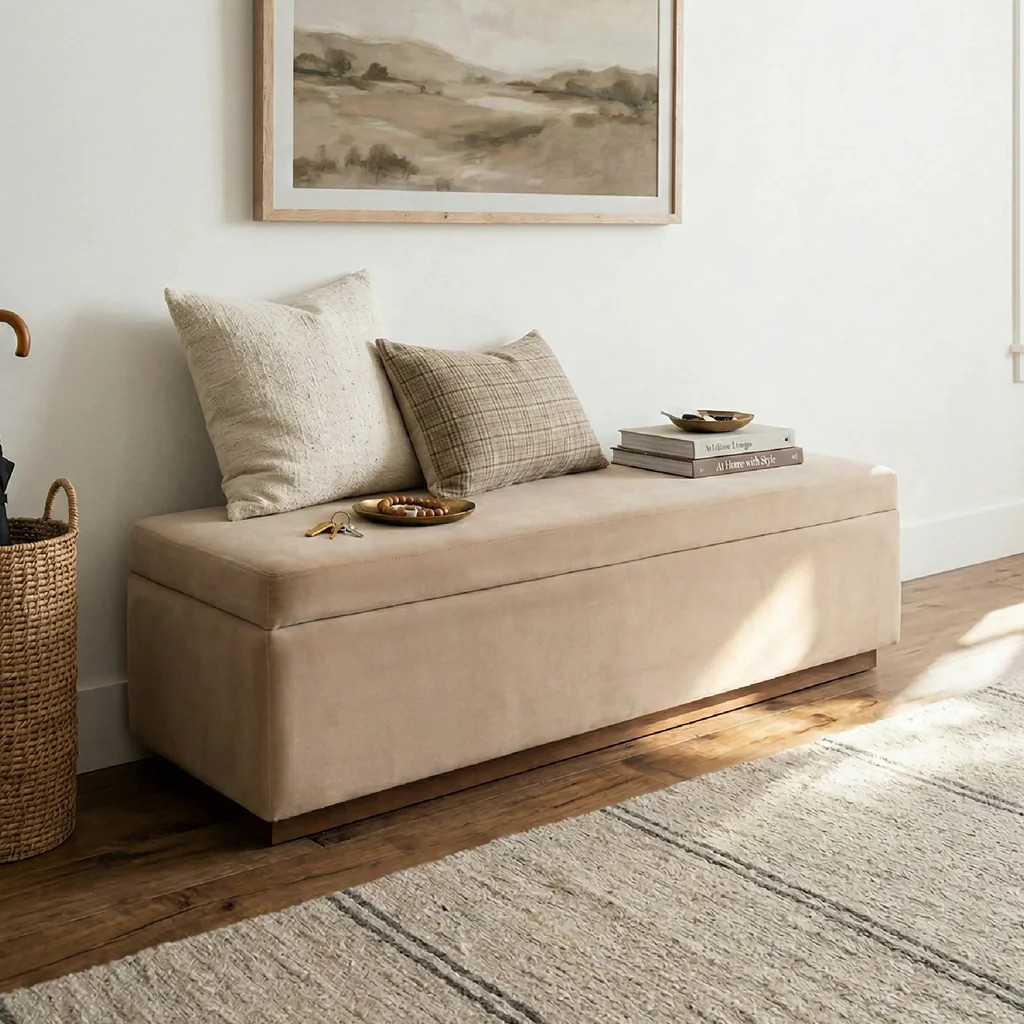 Paxton 60" Velvet Storage Bench with Hidden Lift Top | Pop Maison