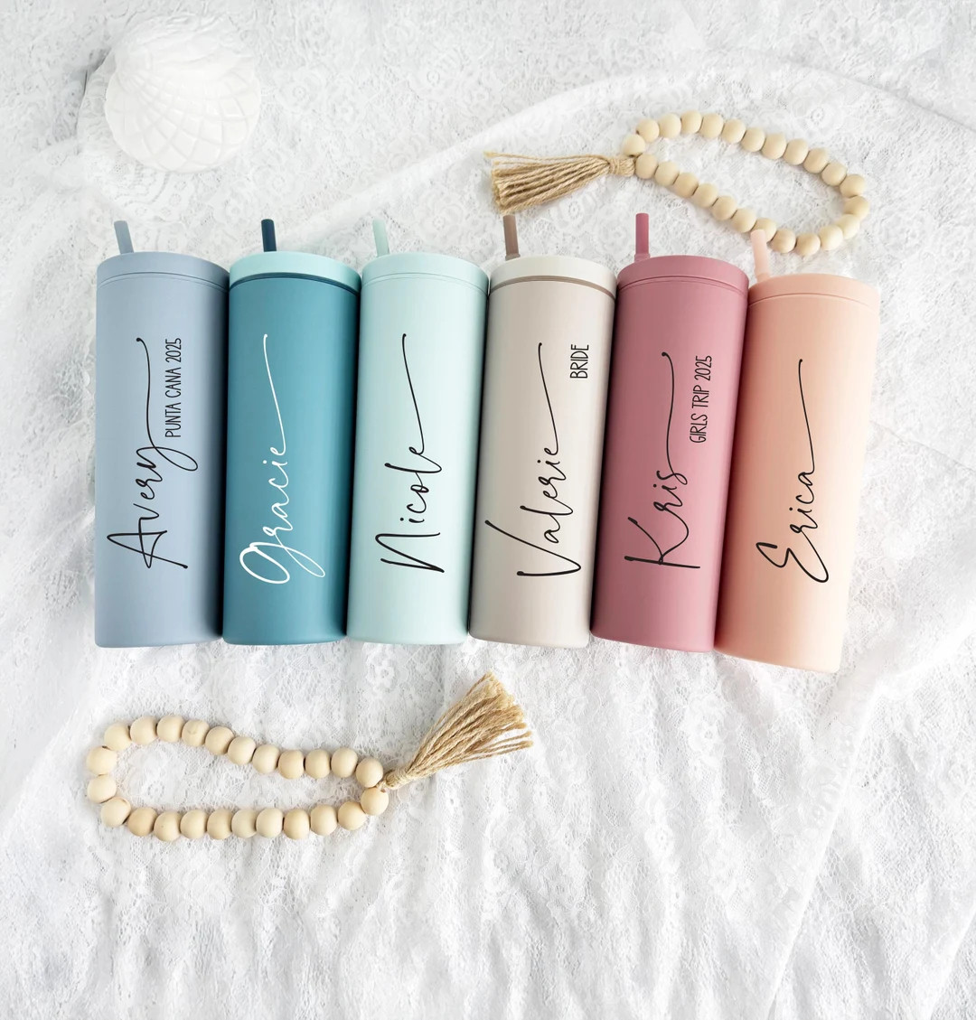Custom Personalized Tumbler Bridesmaid Tumbler With Straw Vacation Cups Bachelorette Party Weddin... | Etsy (US)