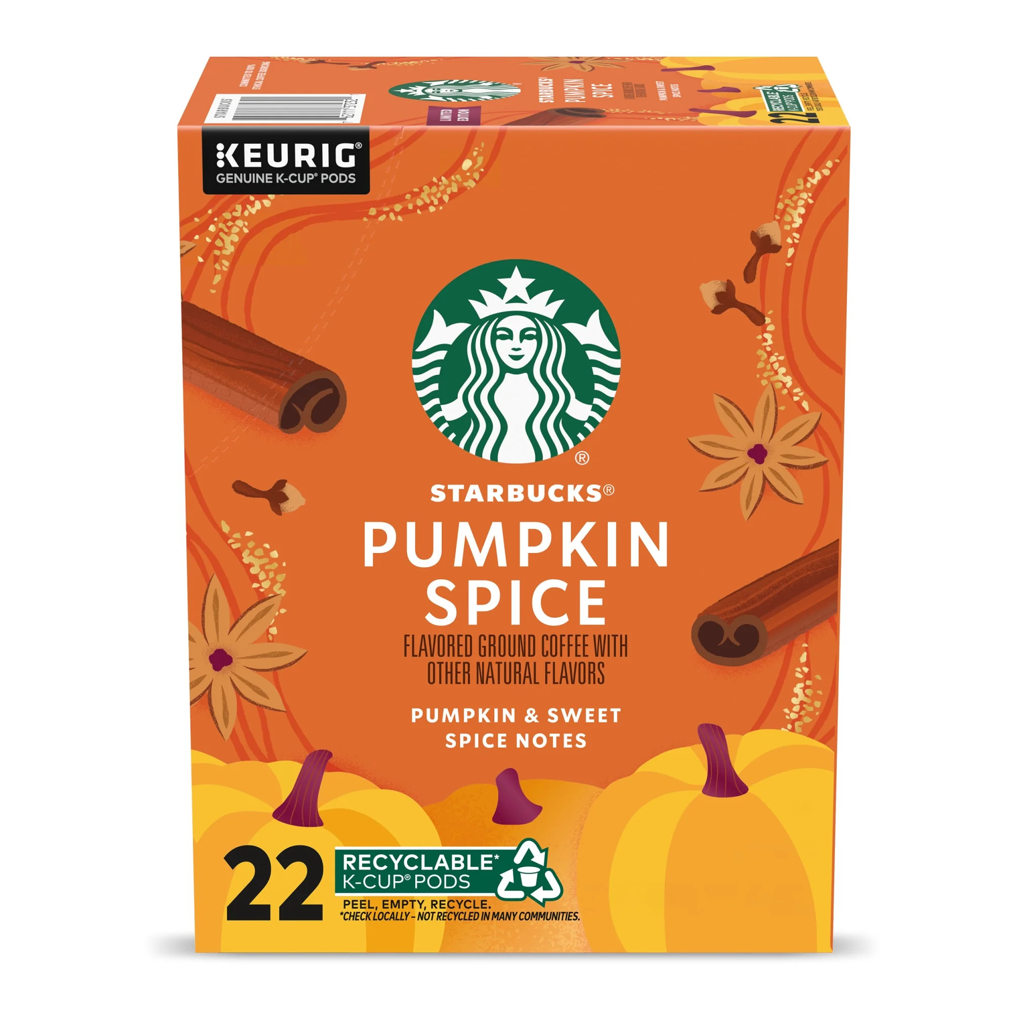 Starbucks Pumpkin Spice Flavored Coffee, Keurig K-Cup Coffee Pods, 100% Arabica, 22 Count | Walmart (US)