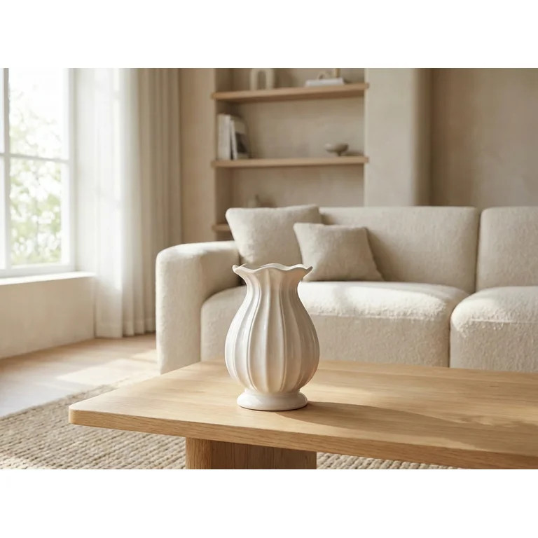 White Ceramic Vase Modern Decorative Vase Home Decor Accents for Living Room Table Centerpiece 7.... | Walmart (US)