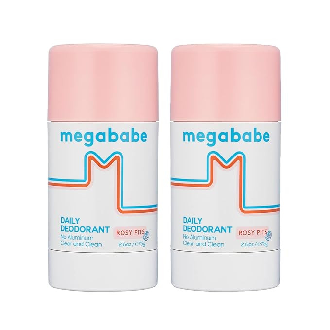 Megababe Daily Deodorant - Rosy Pits | Aluminum-Free, Clear & Clean | 2.6 oz - 2 Pack | Amazon (US)