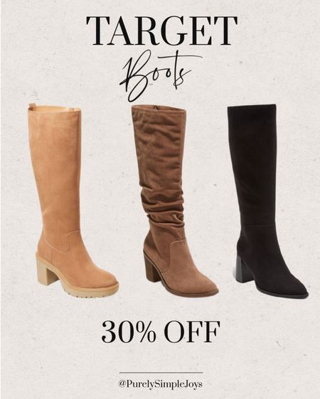 Target boots 
30% off 
Boot sale 
Knee high boots 


#LTKshoecrush #LTKsalealert #LTKunder50