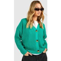 Womens Basic Button Through Cropped Cardigan - Green - M | boohoo (US & Canada)