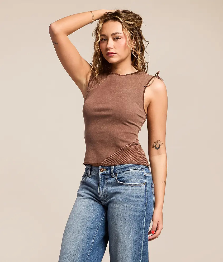Pieced Cinch Tie Tank Top | Buckle