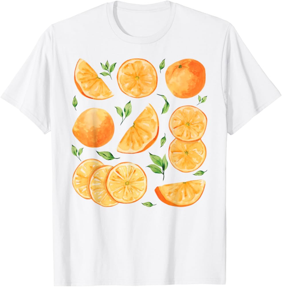 Watercolor Orange Citrus Fruit collection summer T-Shirt | Amazon (US)