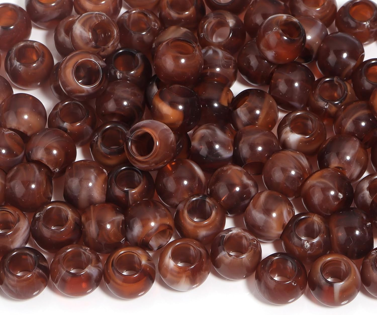 160 PCS Round Acrylic Big Hole Beads with Storage Box, 12x9mm Multicolor Loose Spacer Beads with 5.5mm Large Hole, DIY Jewelry Beads for Hair, Necklace, Bracelet, Earring Craft Making,Amber | Amazon (US)