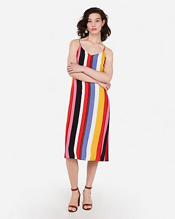 striped midi slip dress | Express