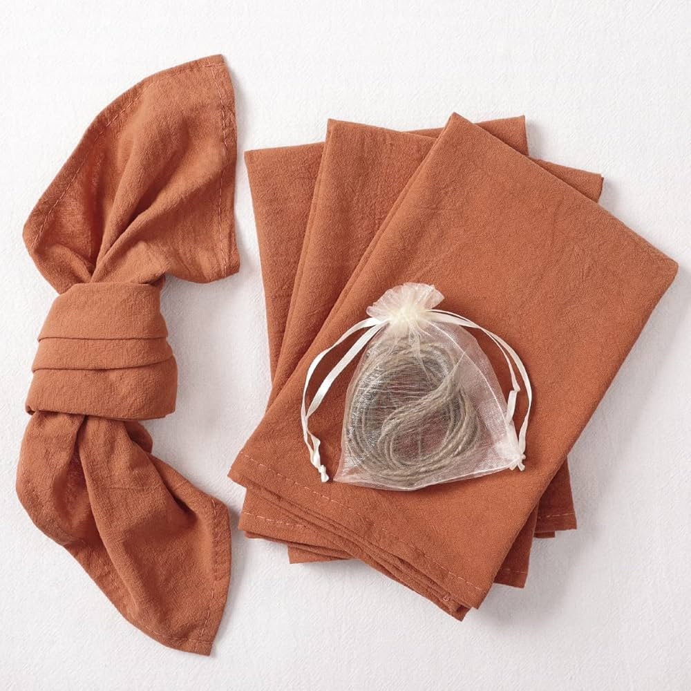 Socomi Fall Thanksgiving Napkins Terracotta Linen Cloth Napkins Washable Dinner Napkins 17"x17" f... | Amazon (US)