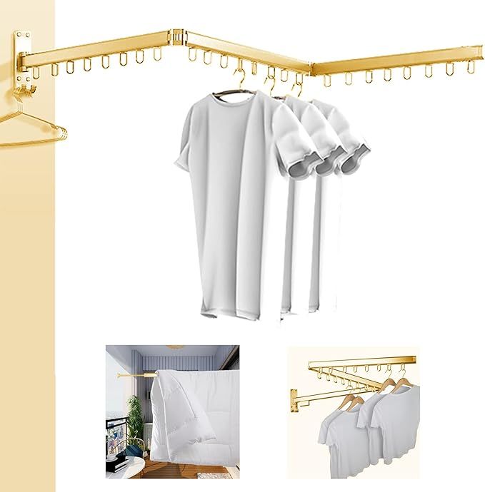 BESTHLS Wall Mounted Clothes Drying Rack for Space Saver Hangers Design for Balcony, Mudroom, Bed... | Amazon (US)