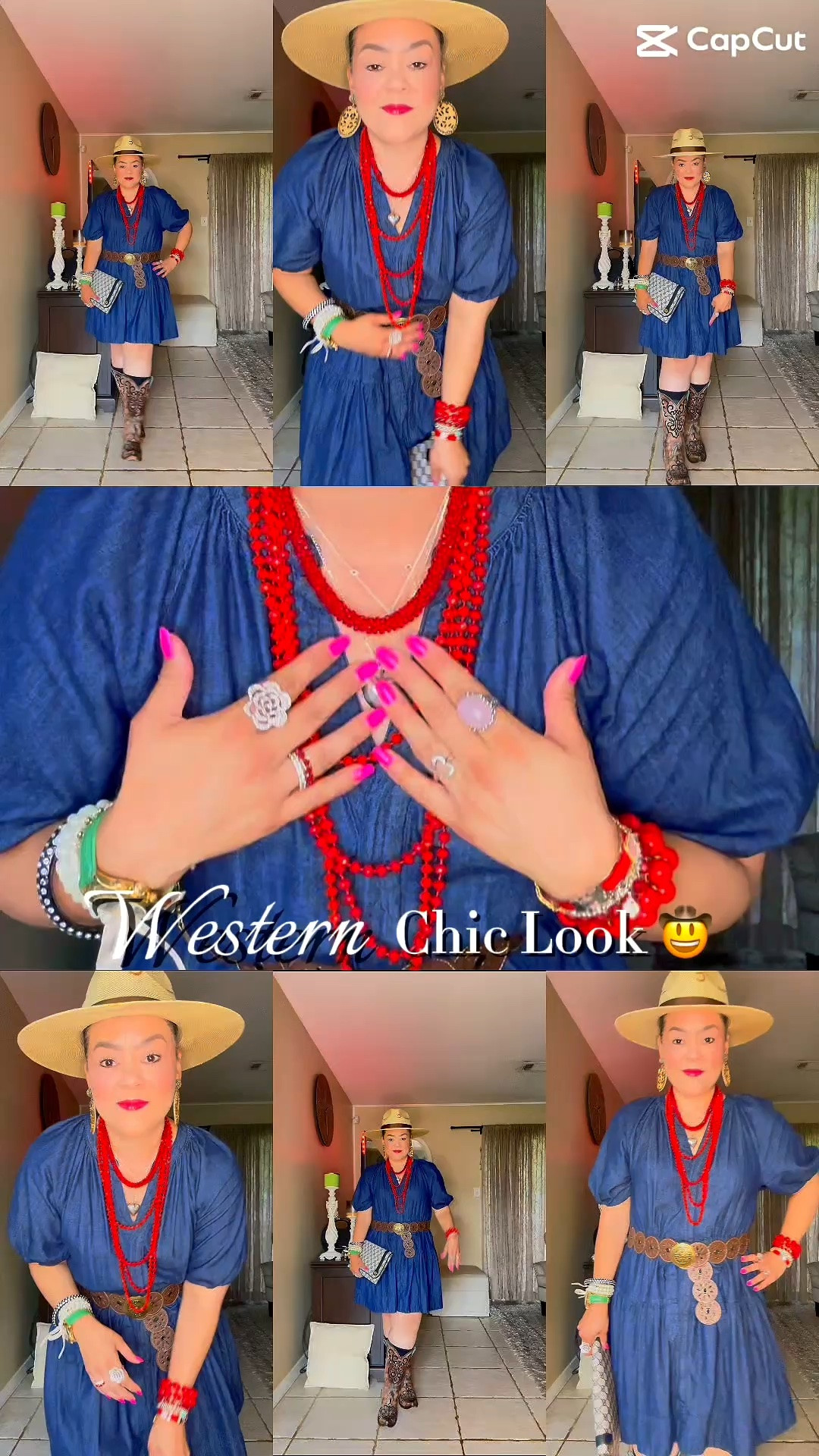 Western Chic Look for a Themed Birthday Party. Denim dress, cowgirl boots and pops of red! Who else likes cowgirl boots? @Walmart @amazonfindsandfashion @Cavender's

#LTKootd #LTKOver40 #LTKMidsize