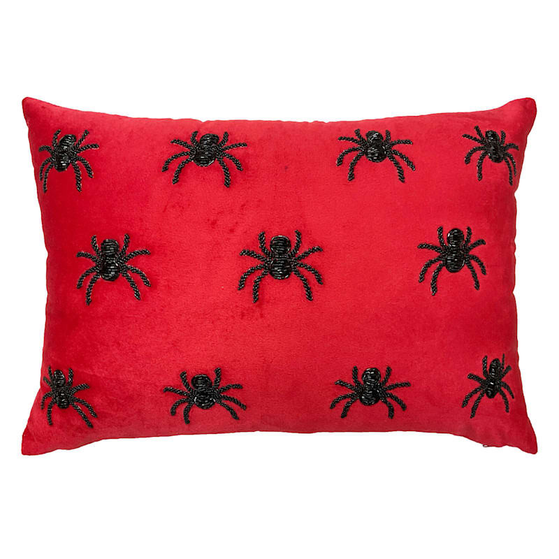 Black Beaded Spider Red Throw Pillow, 14x20 | At Home