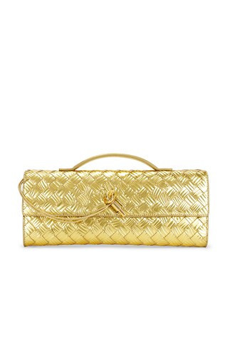Bottega Veneta Andiamo Clutch in Metallic Gold | FWRD 