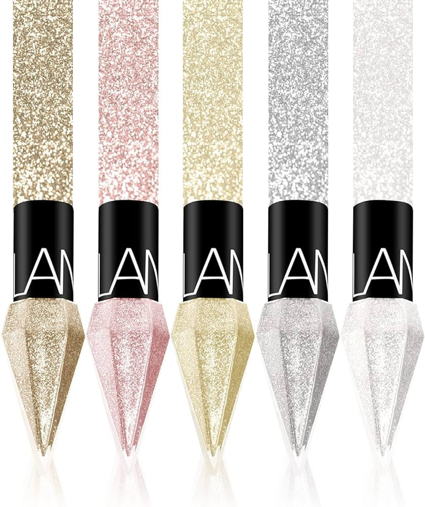 LAMUSELAND 5 Colors/Pack Glitter Liquid Eyeliner Set, Metallic Shimmer Pigment Liquid Eye Liner P... | Amazon (US)