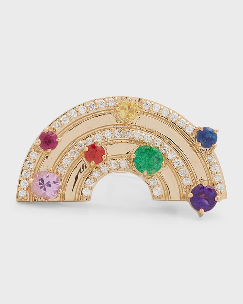 Sydney Evan 14K Rainbow Block Ring | Neiman Marcus