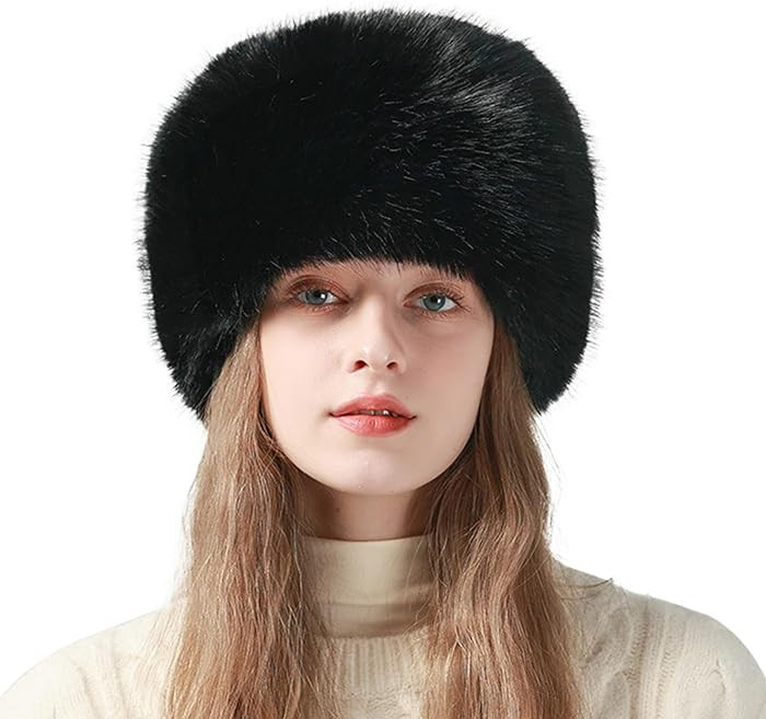 Peicees Winter Faux Fur Hat for Women Russian Style Ladies Ushanka Warm Fluffy Bucket Hat Fuzzy F... | Amazon (US)