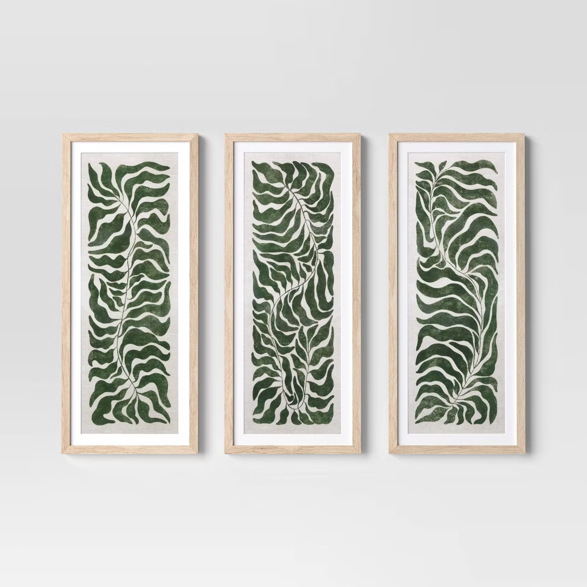 (Set of 3) 12"x28" Modern Seaweed Framed Arts Naturals - Threshold™ | Target