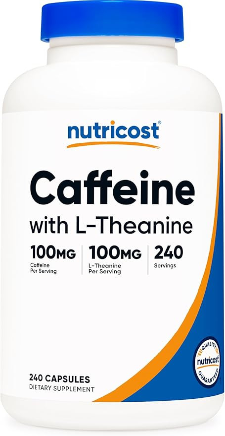 Nutricost Caffeine with L-Theanine, 100mg of Each, 240 Capsules, 240 Servings - Non-GMO and Glute... | Amazon (US)