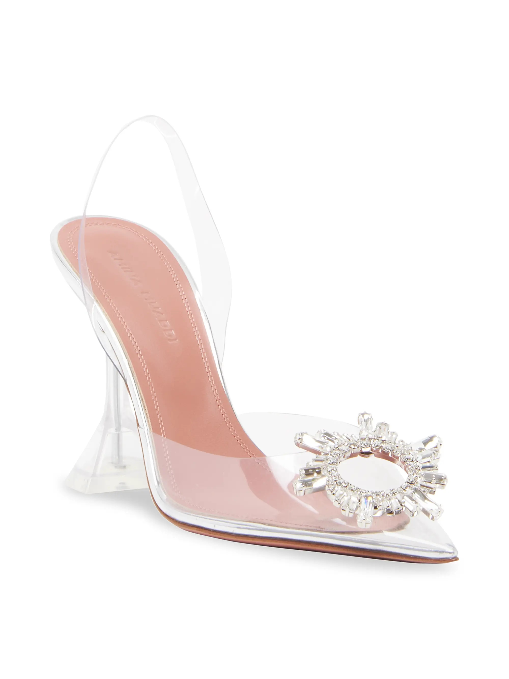 Shop Amina Muaddi Begum 95MM Crystal-Embellished Slingback Pumps | Saks Fifth Avenue | Saks Fifth Avenue