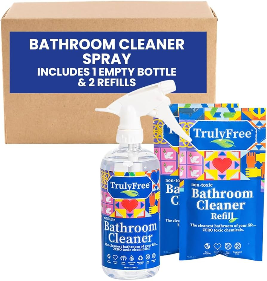 2-Pack TrulyFree Bathroom Cleaner - Cleaning Spray, for Toilet, Sink, Tub, Shower - Includes: 16-... | Amazon (US)
