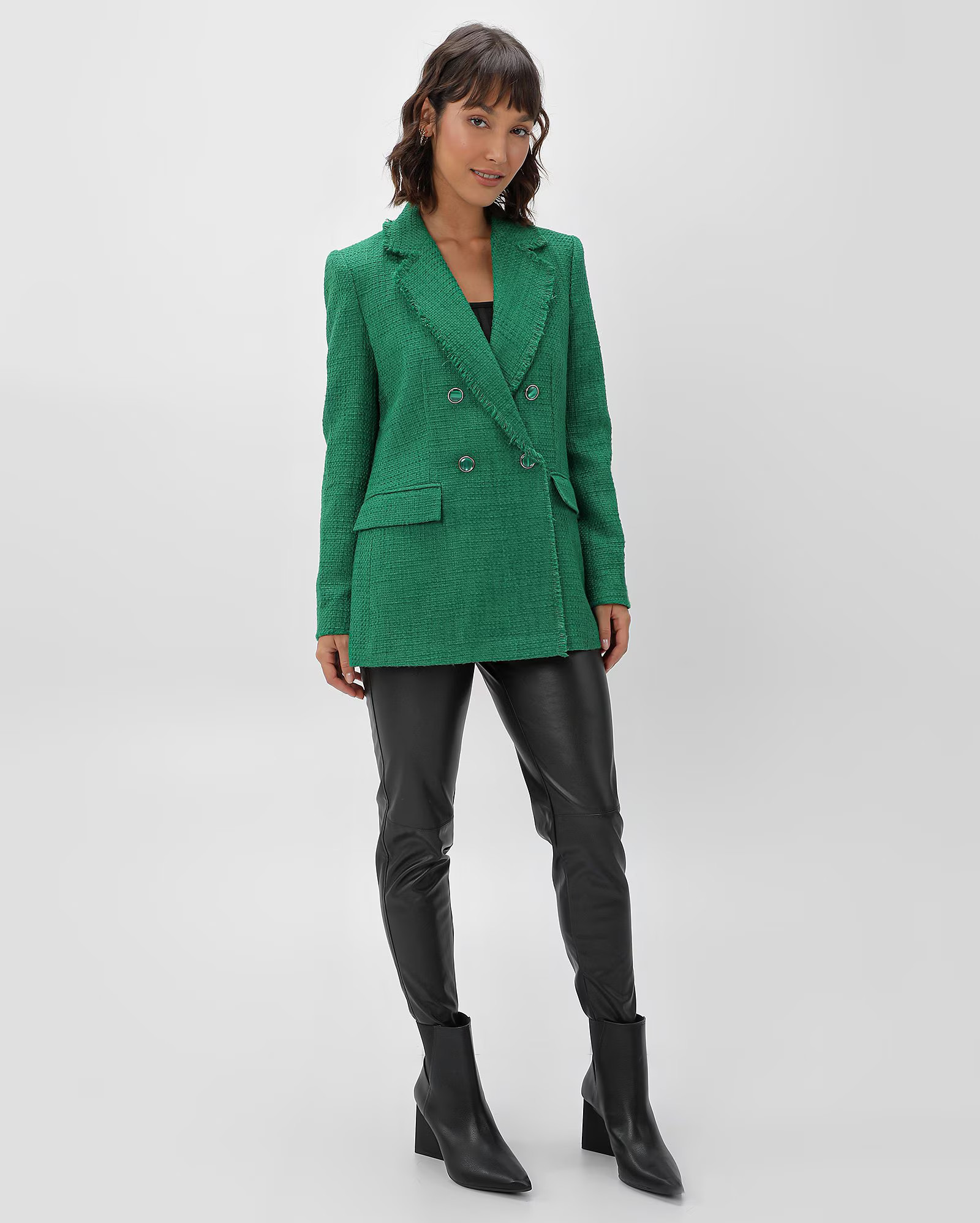 Blazer feminino em tweed alongado verde | AK by Riachuelo | Riachuelo (BR)