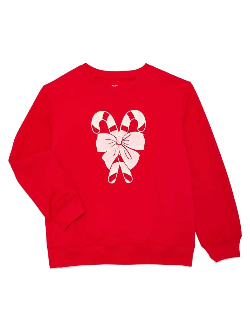Holiday Time Girls Christmas Fleece Graphic Sweatshirt, Sizes 4-18 | Walmart (US)