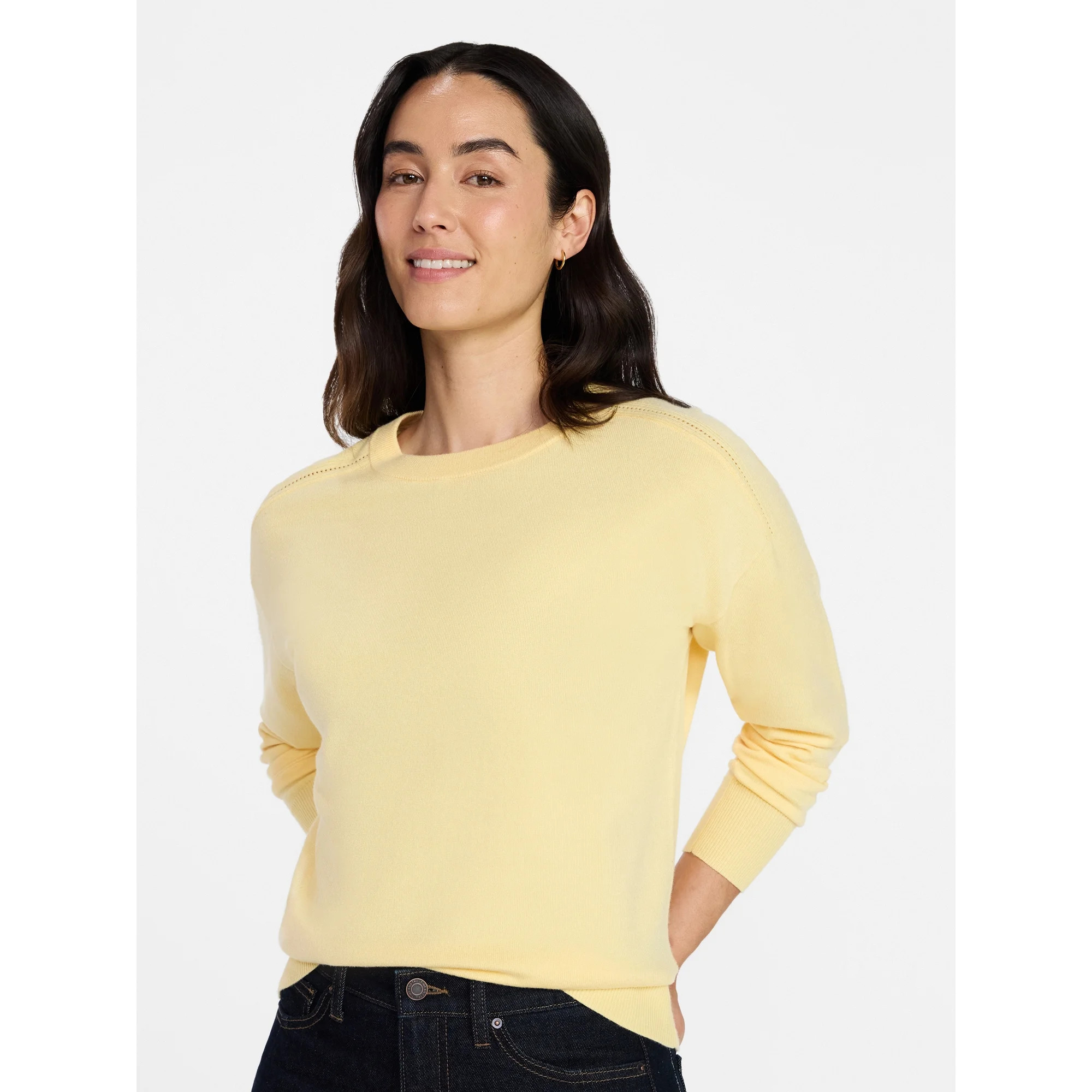 Time and Tru Women's Crewneck Sweater with Long Sleeves, Lightweight, Sizes XS-XXXL | Walmart (US)