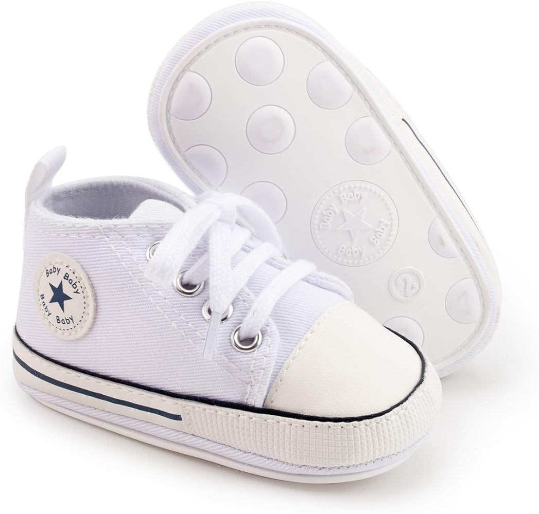 KIDSUN Unisex Baby Boy Girl Canvas Sneaker Soft Sole Ankle Infant First Walkers Crib Shoe | Amazon (US)