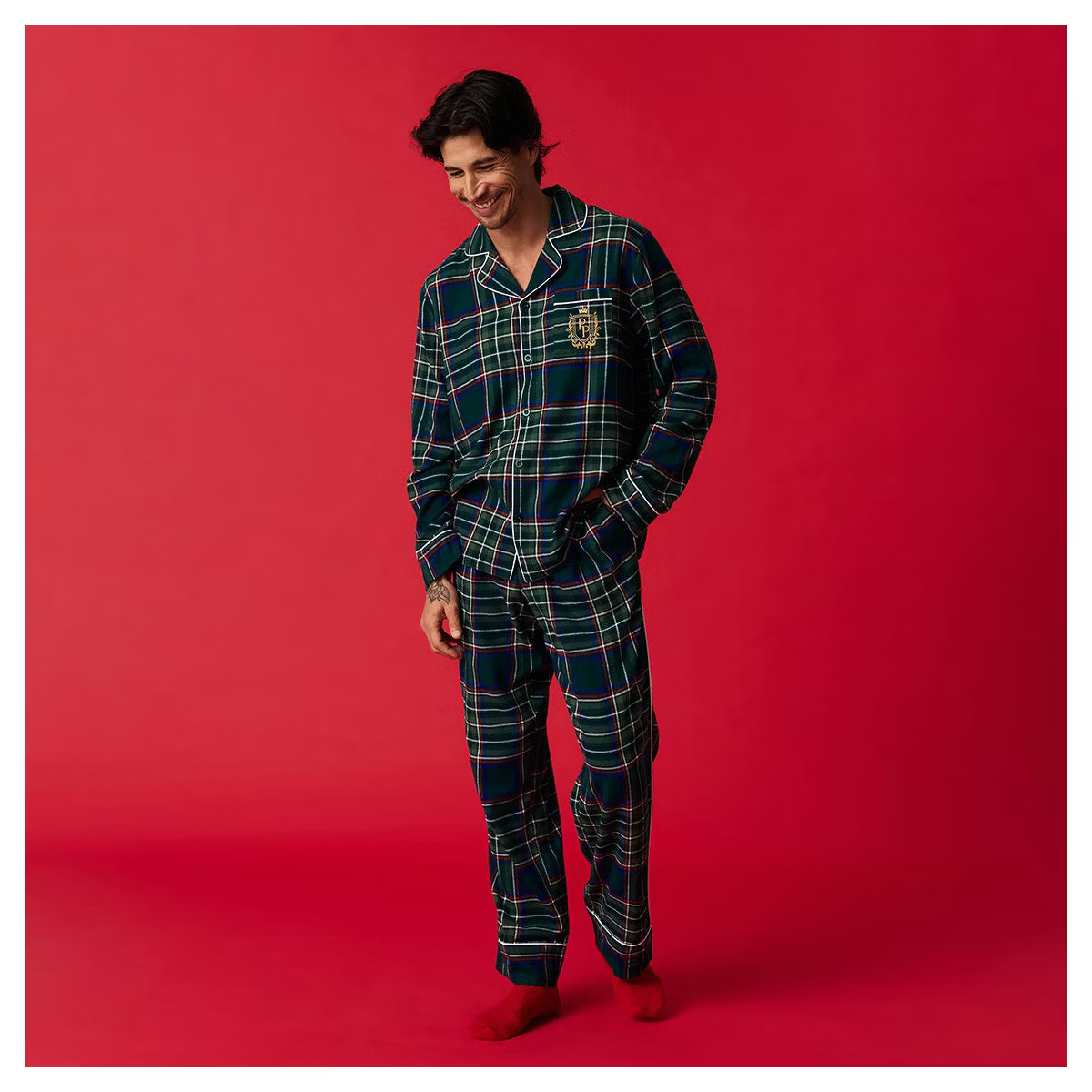 Green Tartan Plaid Men's Flannelette Luxe Pajama Set - Posh Peanut | Target