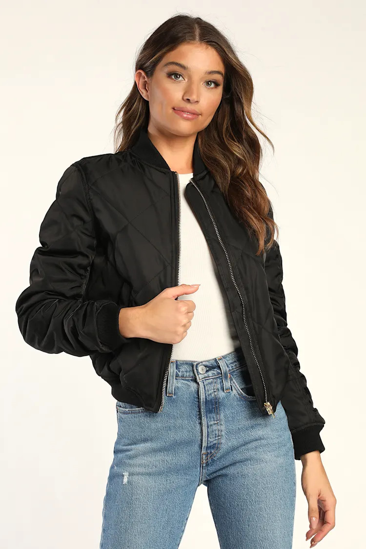 Style Expedition Black Quilted Bomber Jacket | Lulus (US)