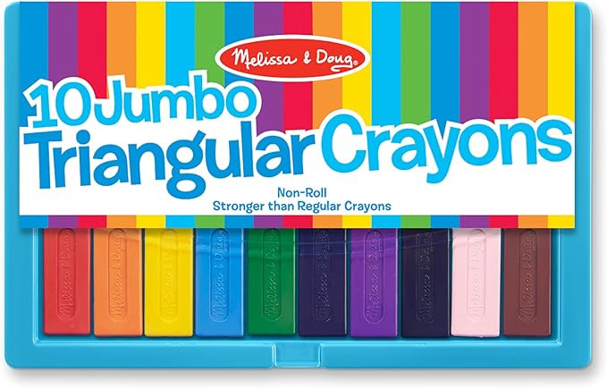 Melissa & Doug Jumbo Triangular Crayons - 10-Pack, Non-Roll, Flip-Top Case | Amazon (US)