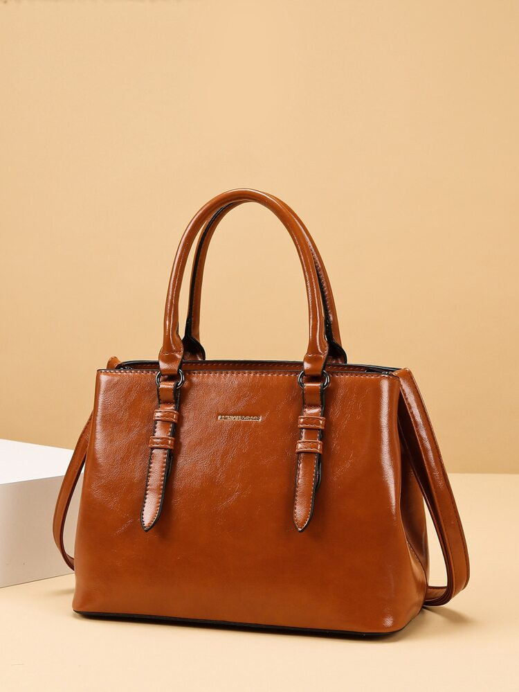 Minimalist Letter Detail Top Handle Bag | SHEIN